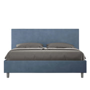 Letto Matrimoniale Imbottito in Microfibra 150x190 Con Rete Adele Blu