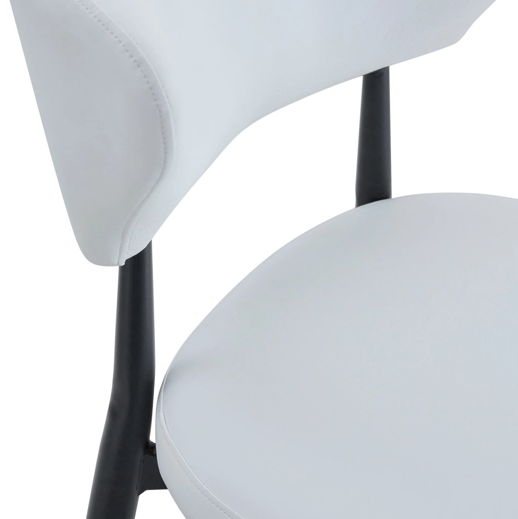 Set tavolo rotondo IVMEU ? 100 cm con 4 sedie bianche, piano effetto legno nero con inserto in vetro
