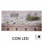Appendino legno 8 posti con led lanterna cm 60x30x1