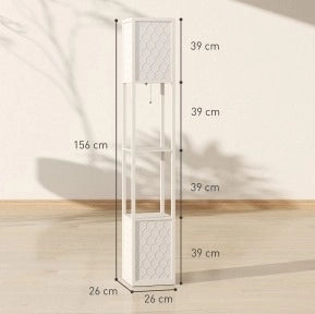 Lampada da terra moderna con 2 ripiani e interruttore a catena, 26x26x156 cm, grigio chiaro
