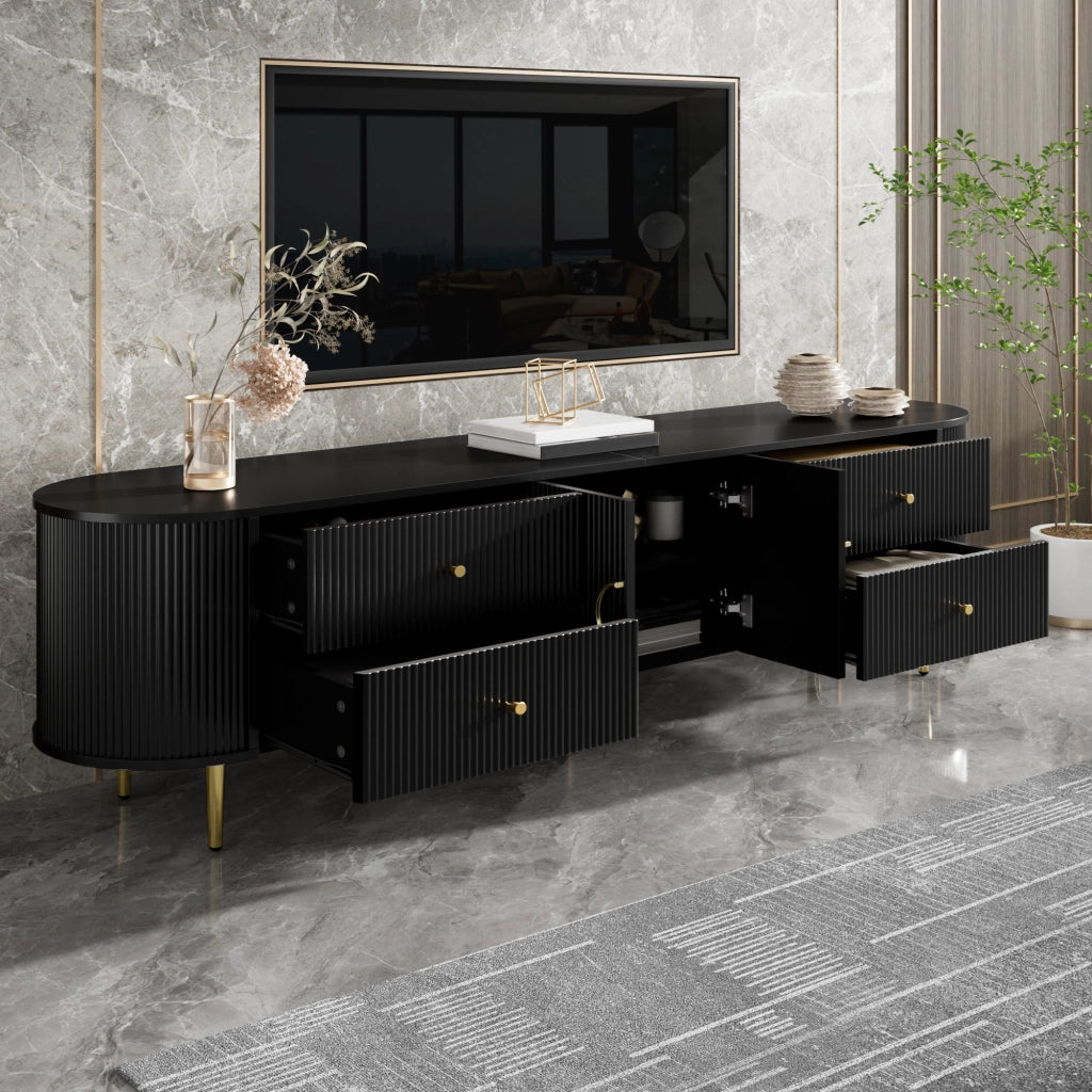 Mobile TV con cassetti e doppia anta in MDF nero