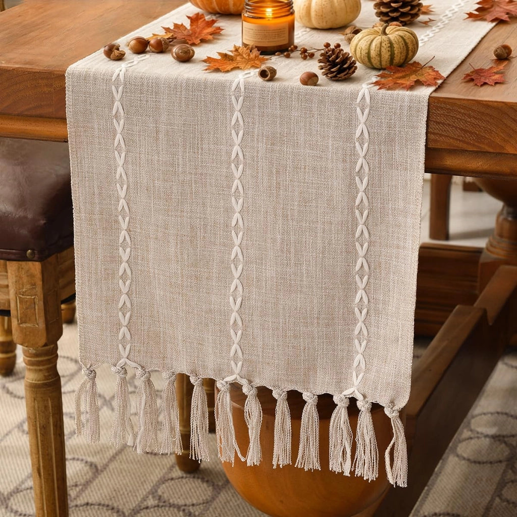 Tovaglia in cotone e lino, 33x120 cm, lavabile