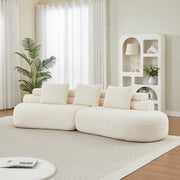 Divano modulare configurabile in ciniglia beige