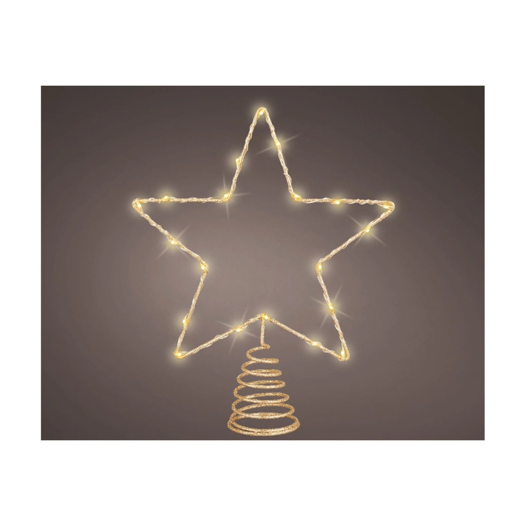 Puntale met. Stella oro c/micro LED 22x27cm