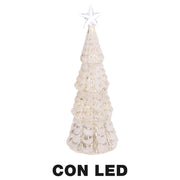 Albero led vetro con stella bianco cm 9,5h26