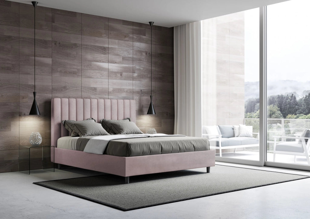 Letto una Piazza e Mezza Imbottito in Microfibra 130x210 Con Rete Agueda Glicine