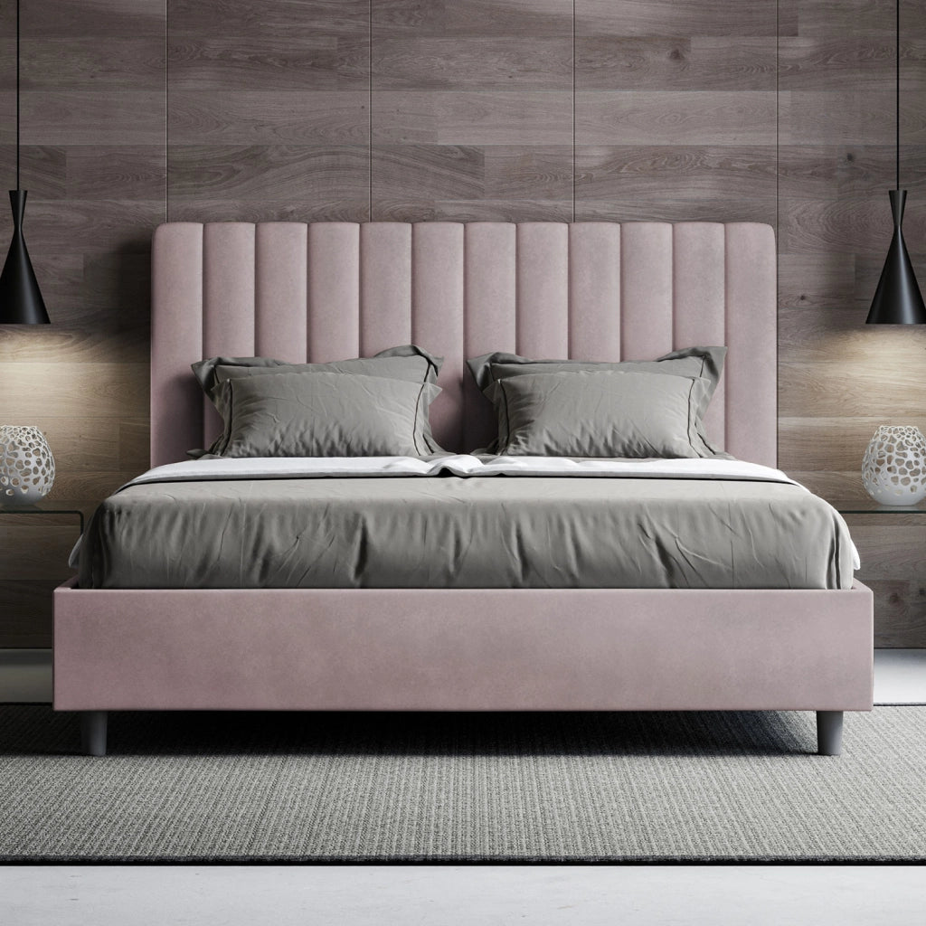Letto una Piazza e Mezza Imbottito in Microfibra 120x210 Con Rete Agueda Glicine