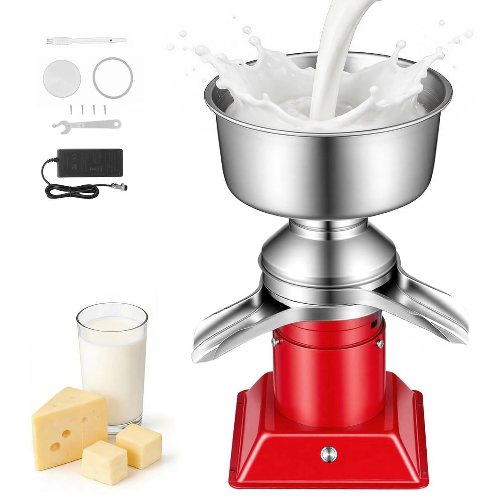 Separatore di Latte Elettrico 40W 60L/h Centrifuga Scrematrice in Acciaio Inox 304 con Serbatoio 4,5L 10500 giri/min NNJ-F50 per Cucina