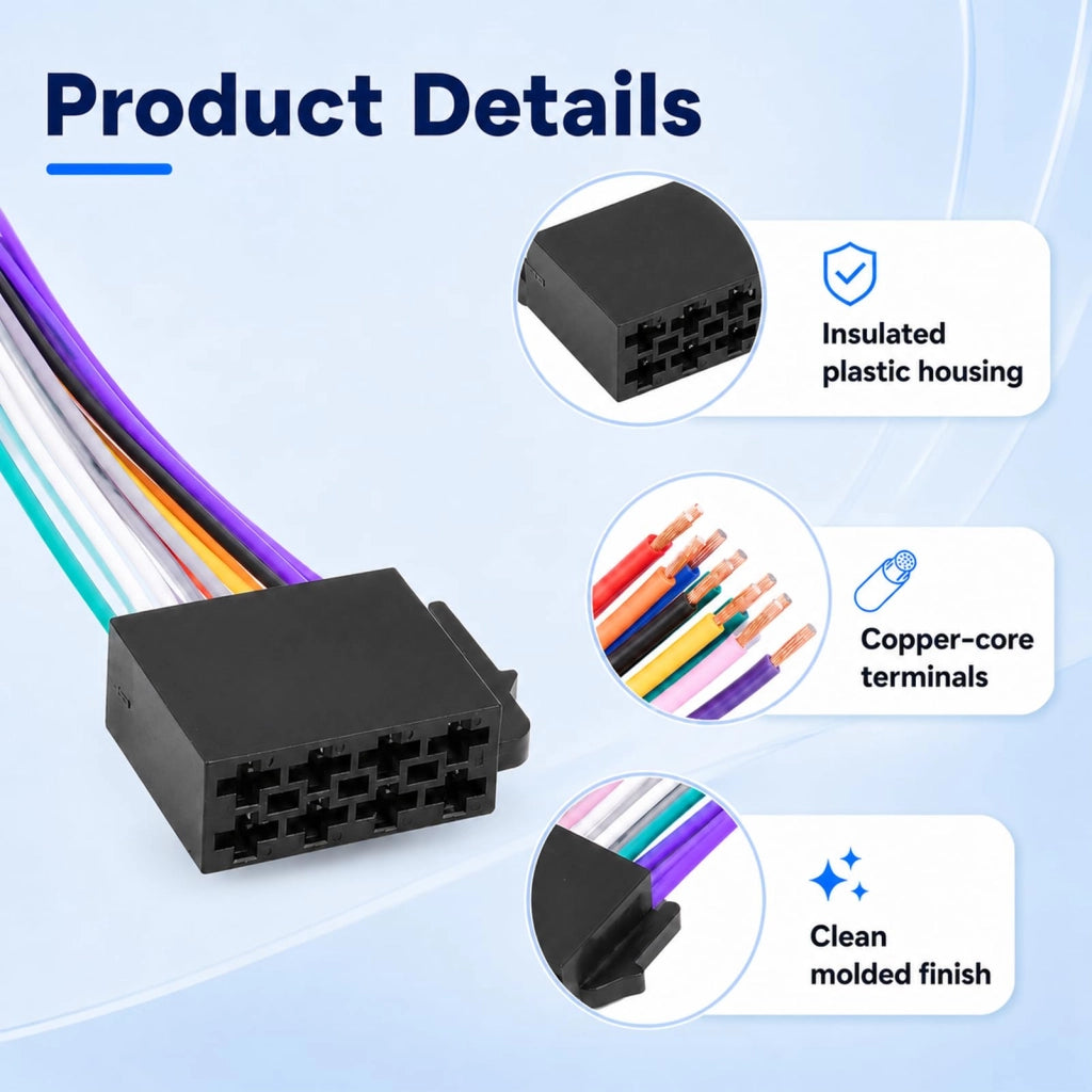 Adattatori per autoradio ISO, 2 pezzi, con 8+8 pin, preassemblati