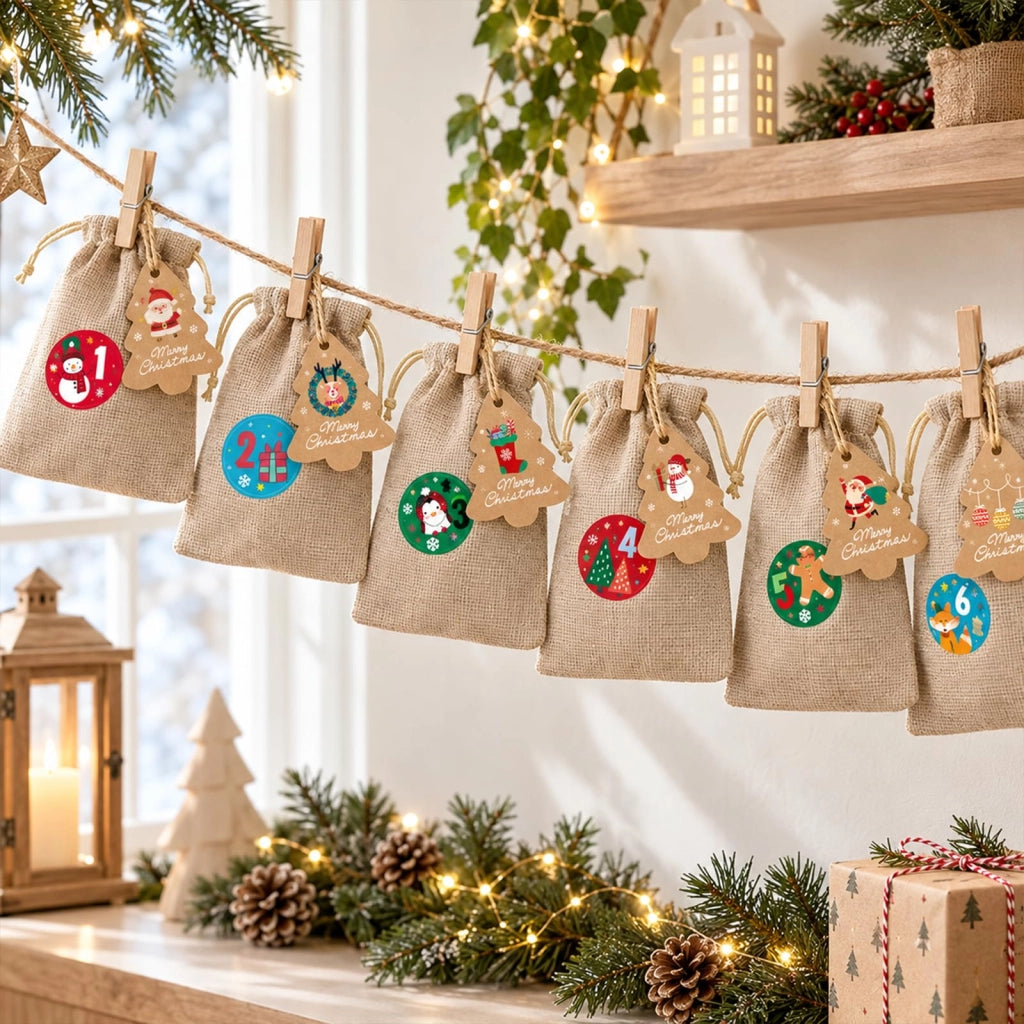 Calendario dell'Avvento da riempire, composto da 24 elementi, multicolore, 14 cm