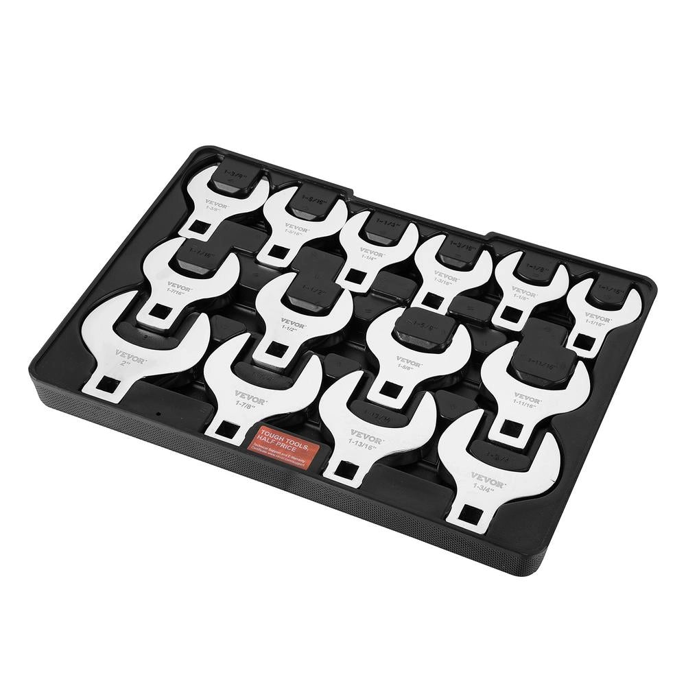 Chiavi a zampa di gallina 1/2" SAE 1-1/16" - 2" set 14 pezzi XMNJ0014 in 40Cr cromato con vassoio per officina e riparazioni