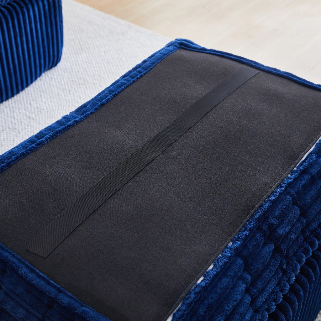 Poltrona con pouf 115x89x77 cm compressa in flanella blu