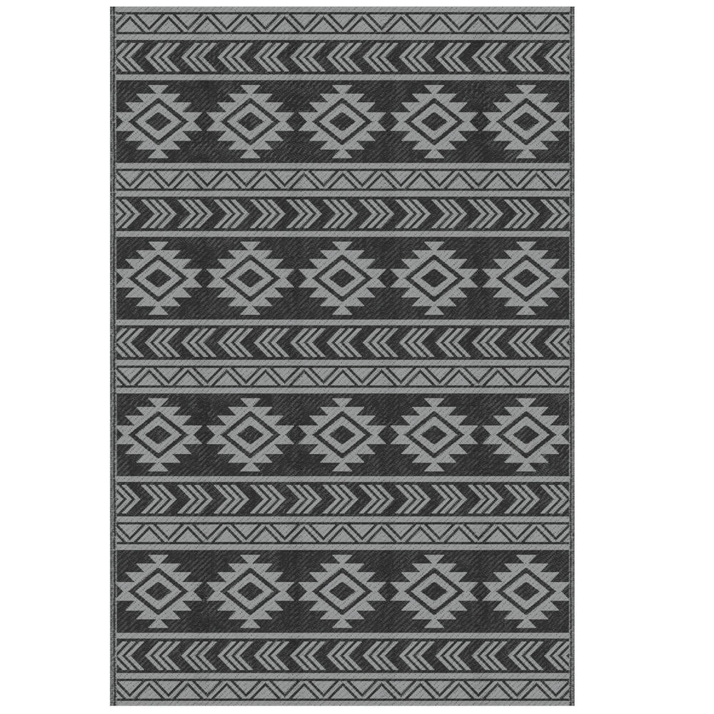 Tappeto per Esterni Reversibile in PP Nero e Grigio Pieghevole Design Moderno per Terrazza e Balcone 182x274 cm