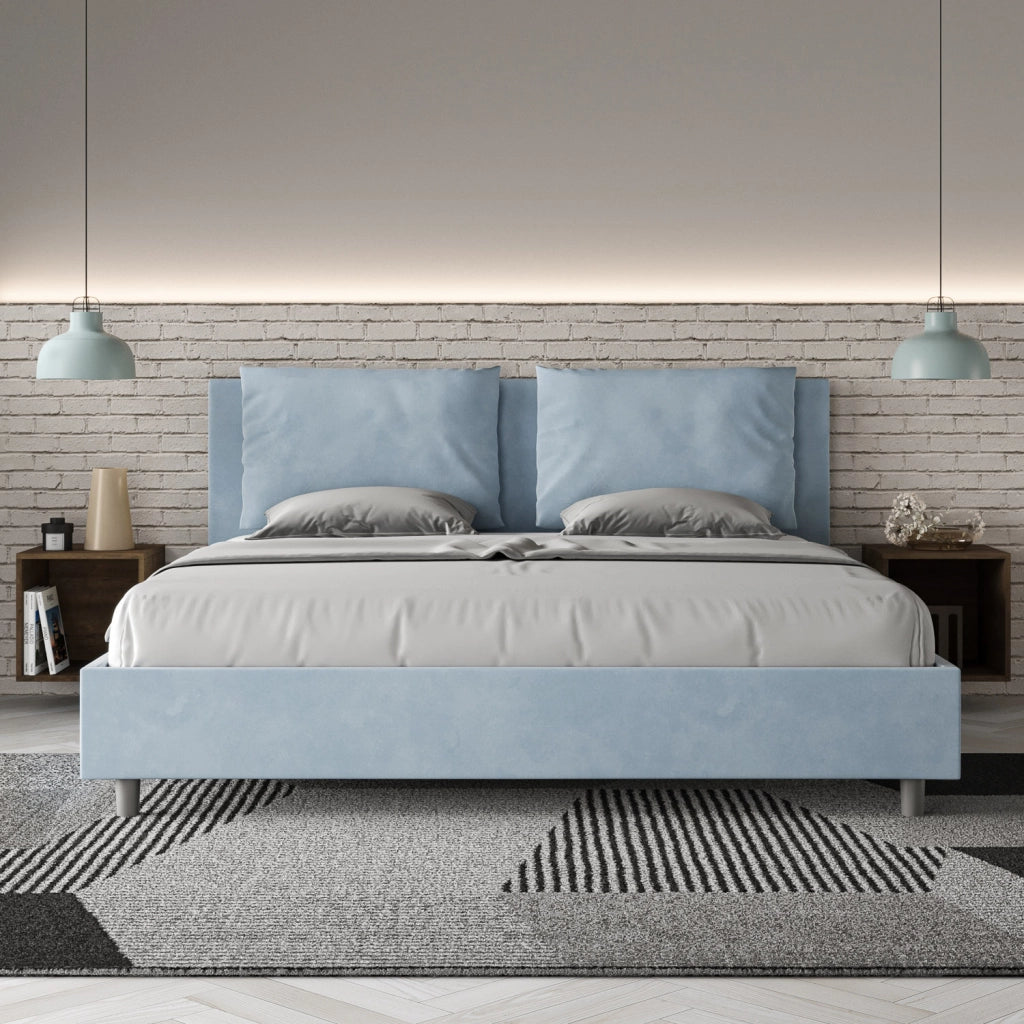 Letto Matrimoniale in Microfibra 170x200 Senza Rete Antea Azzurro