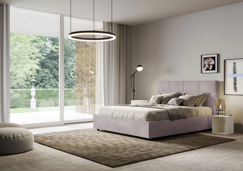 Letto una Piazza e Mezza Imbottito in Microfibra 130x210 Con Rete Mika Glicine