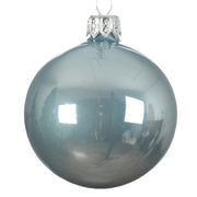 Box Da 6 Palline Di Natale Azzurra Lucido 8Cm