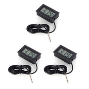 Set di 3 termometri digitali LCD con sonda esterna, colore nero