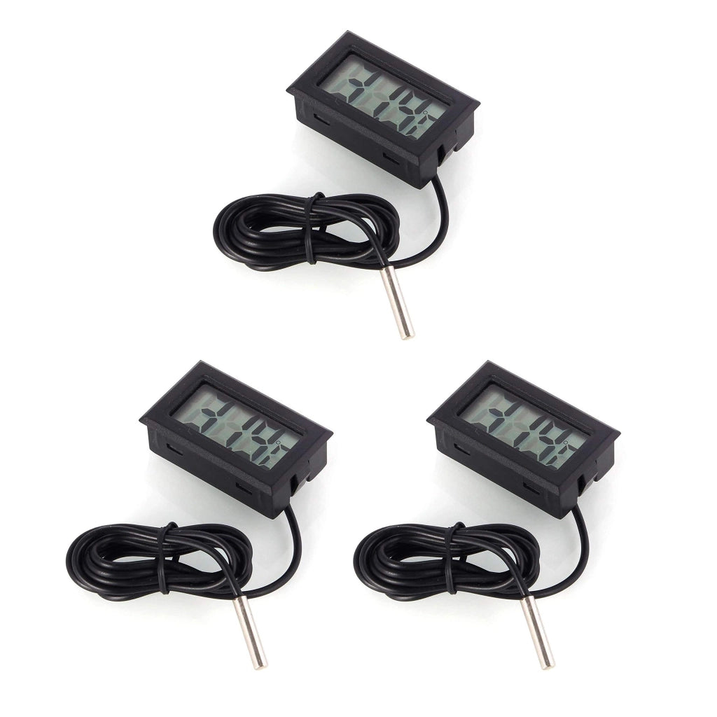 Set di 3 termometri digitali LCD con sonda esterna, colore nero