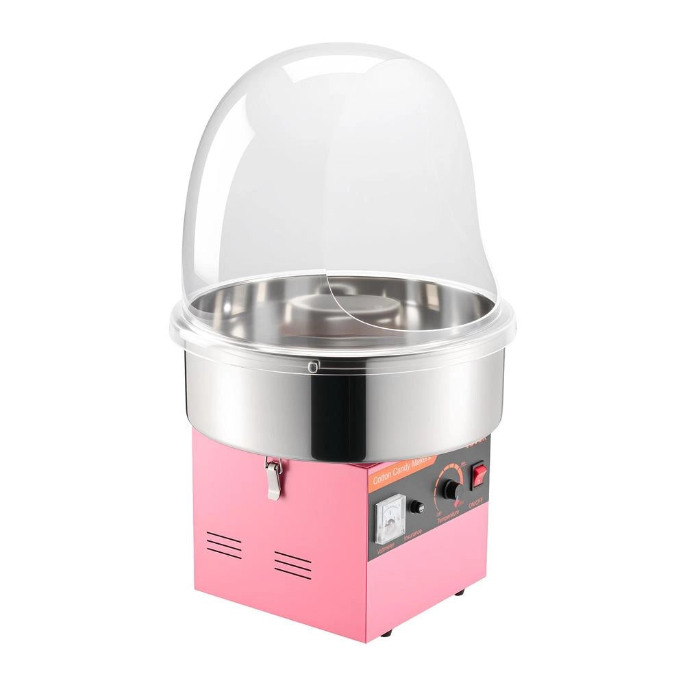 Macchina per zucchero filato elettrica 1000W KB-38 con coperchio ciotola inox rosa facile da usare per feste