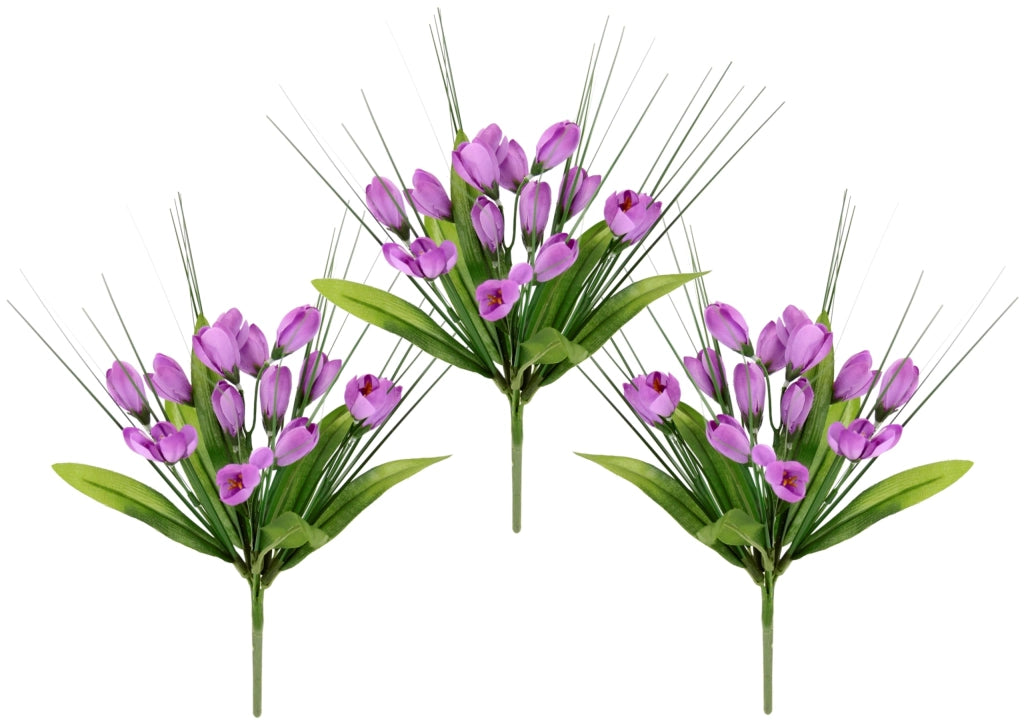 "Crocus artificiali, verde, 25 cm, set da 3, decorazione primaverile."