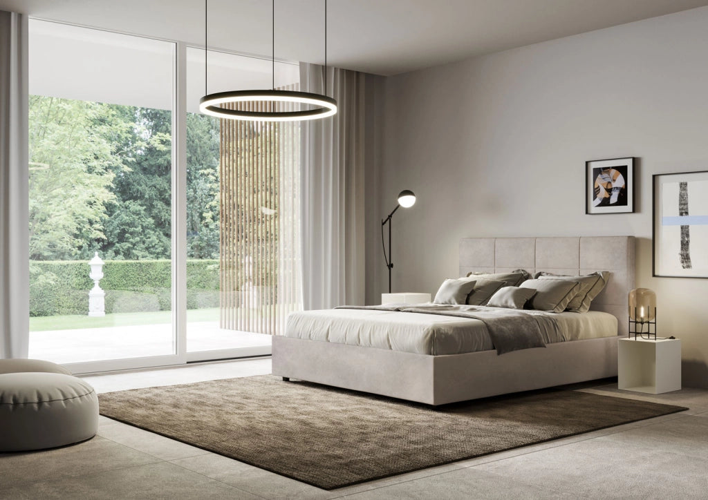Letto una Piazza e Mezza Imbottito in Microfibra 120x190 Con Rete Mika Sabbia