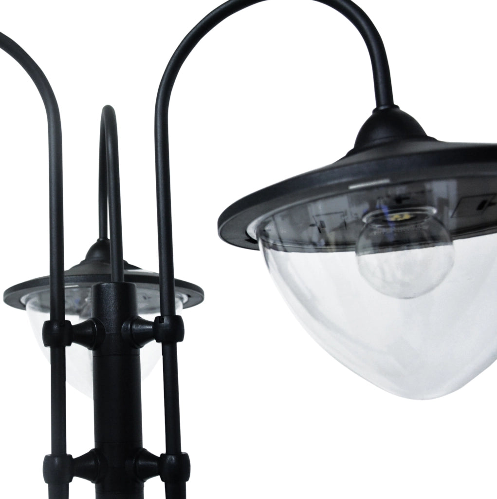 Lanterna solare da esterno a 3 teste 60x55x189 cm in plastica nera IP44