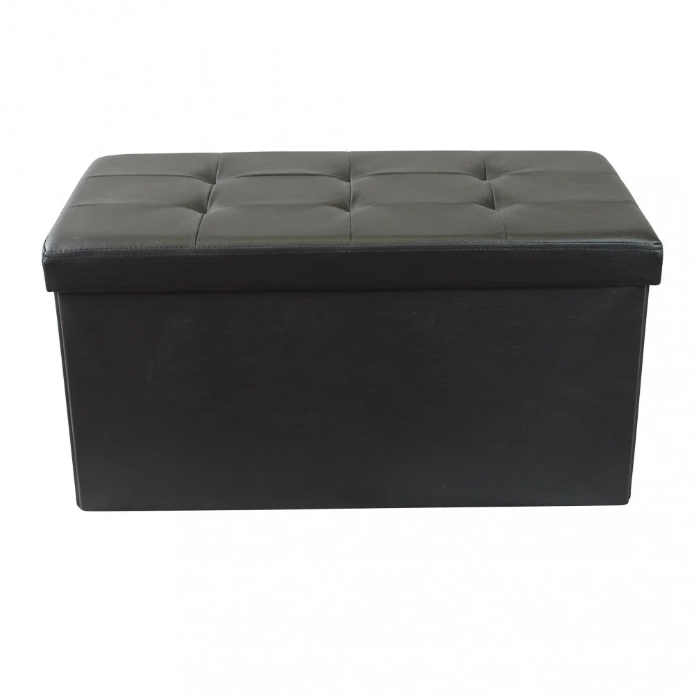Pouf Contenitore Rettangolare in Ecopelle Harris Nero
