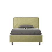 Letto una piazza e mezza rivestito in Microfibra con cuscini xl 120x210 Con Rete e Contenitore Antea Large Tè verde