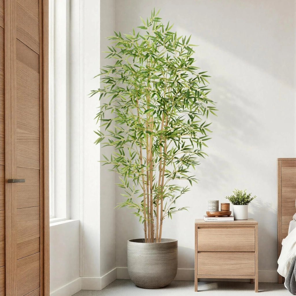 Pianta di bambù artificiale 180 cm in vaso, verde, per interni