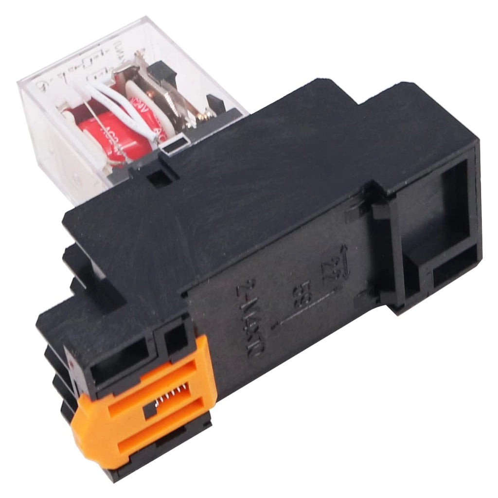 Mini relè AC 24V, 8 poli, DPDT (2 NO + 2 NC), con base e LED
