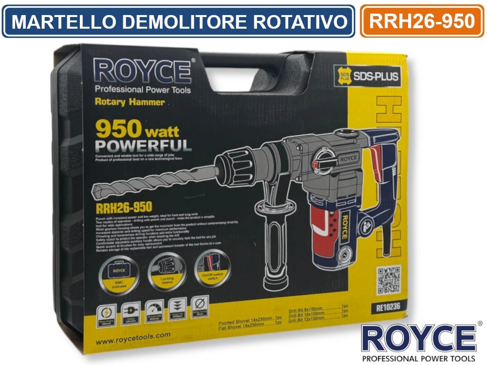 MARTELLO ROTATIVO DEMOLITORE PERCUSSIONE TASSELLATORE 950 WATT SDS PLUS FORO RRH26 4250BPM