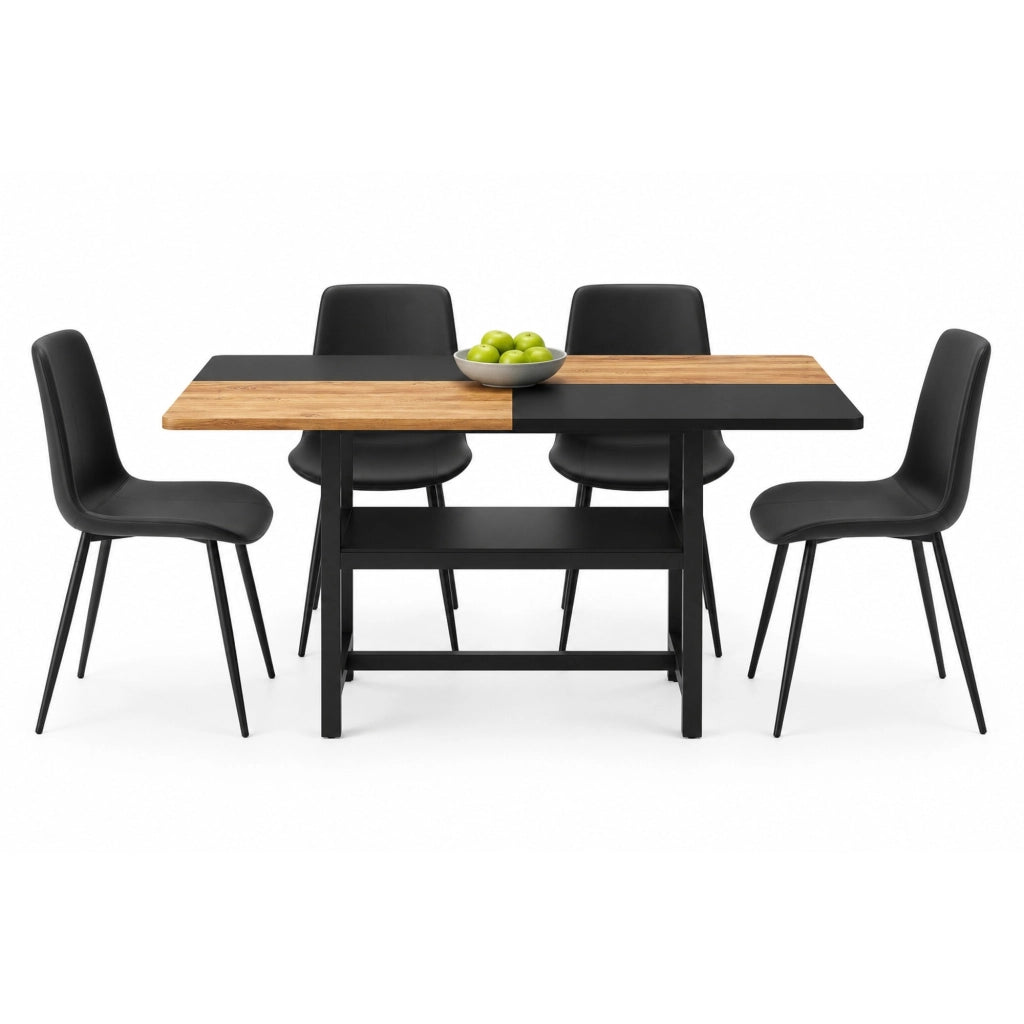 Set da pranzo con ripiano integrato in MDF e metallo marrone e nero