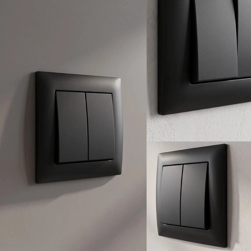 Interruttore Doppio Con Cornice Oste Jnh007-w Black