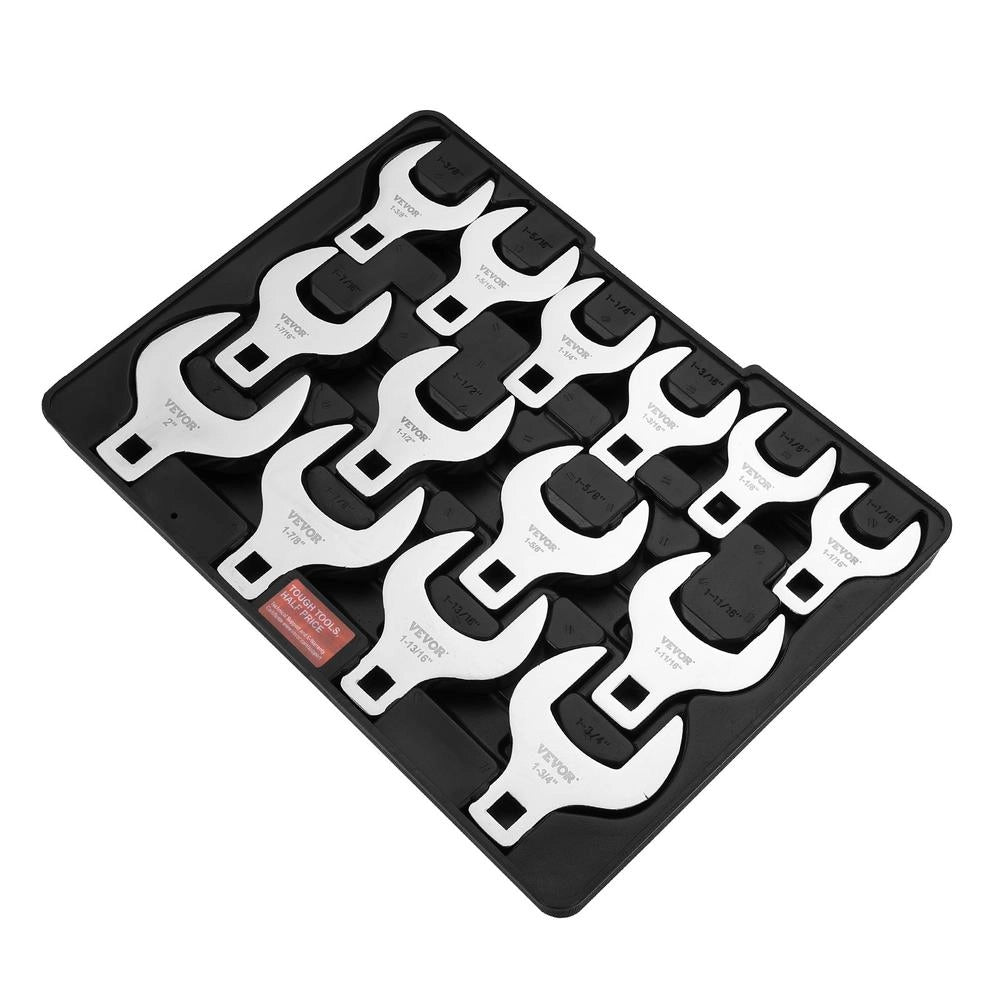 Chiavi a zampa di gallina 1/2" SAE 1-1/16" - 2" set 14 pezzi XMNJ0014 in 40Cr cromato con vassoio per officina e riparazioni