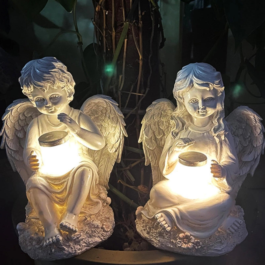 Angelo custode solare con luce LED, resistente alle intemperie, 20 cm