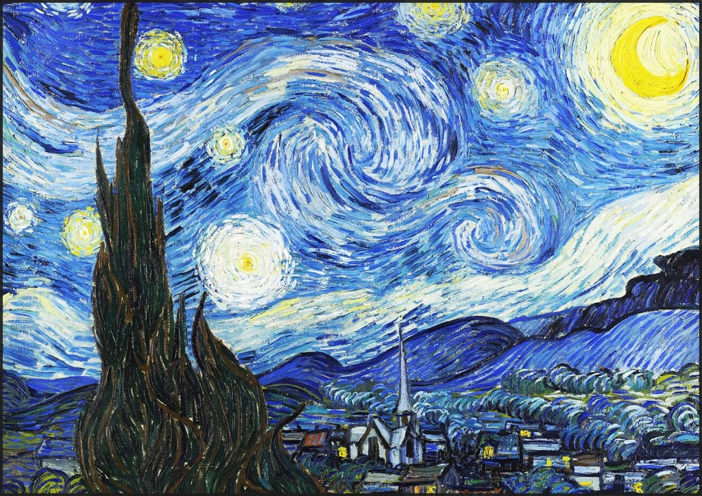 "Notte Stellata" di Van Gogh, stampa su legno, 30 x 21 cm