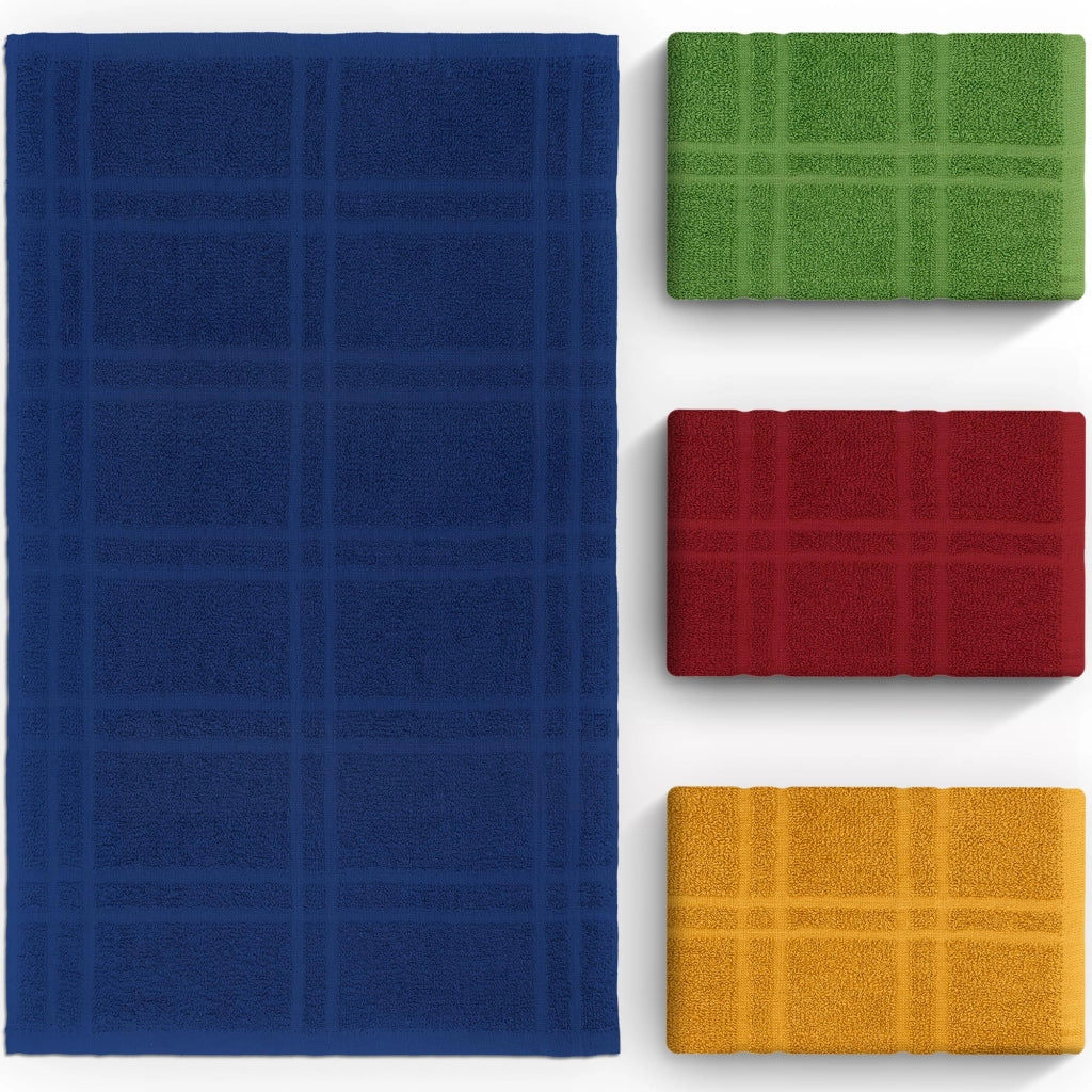 Set di 4 strofinacci, 100% cotone, 38x64 cm, 400 g/m², colore verde