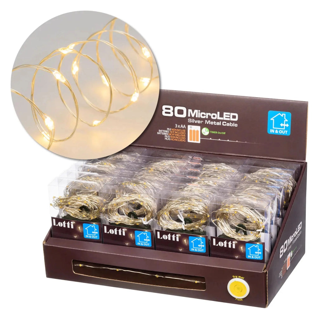 Catena MicroLED 8 m 80 B Caldo timer a batteria