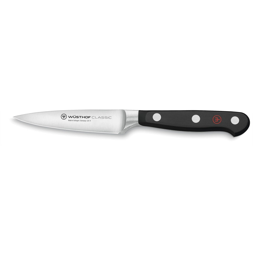 Coltello da ufficio, lama appuntita di 9 cm, forgiata, colore nero