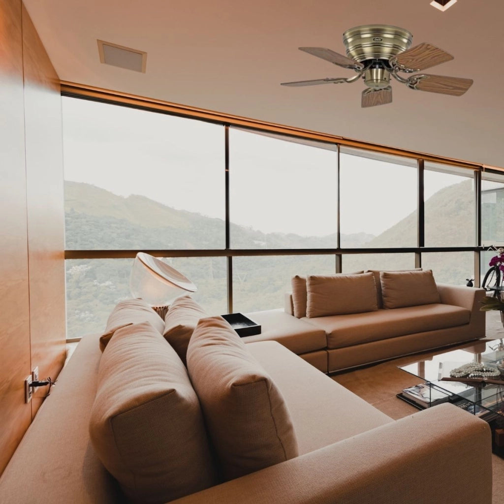 CLASSIC FLAT 75 III, Ventilatore senza Luce, CasaFan Colore Pale: Noce e Faggio, Corpo: Cromato
