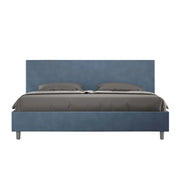 Letto Matrimoniale King Size in Microfibra 180x210 Con Rete Adele Blu