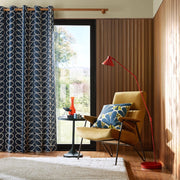 Tenda da finestra modello "Linear Stem Whale", 228x228 cm, blu/crema