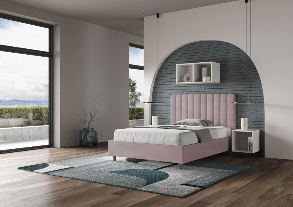 Letto una Piazza e Mezza Imbottito in Microfibra 120x190 Con Rete Agueda Glicine