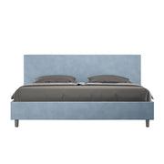 Letto Matrimoniale King Size in Microfibra 180x190 Con Rete Adele Azzurro