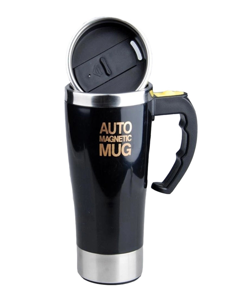 Tazza da viaggio magnetica, 450 ml, nera, con chiusura automatica