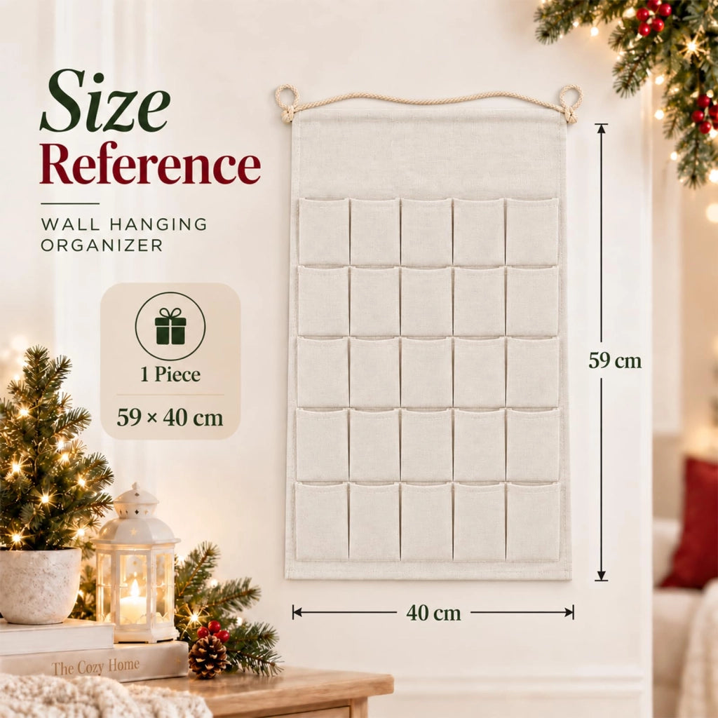 Calendario dell'Avvento in tessuto, con 25 sacchetti numerati, dimensioni 59x40 cm
