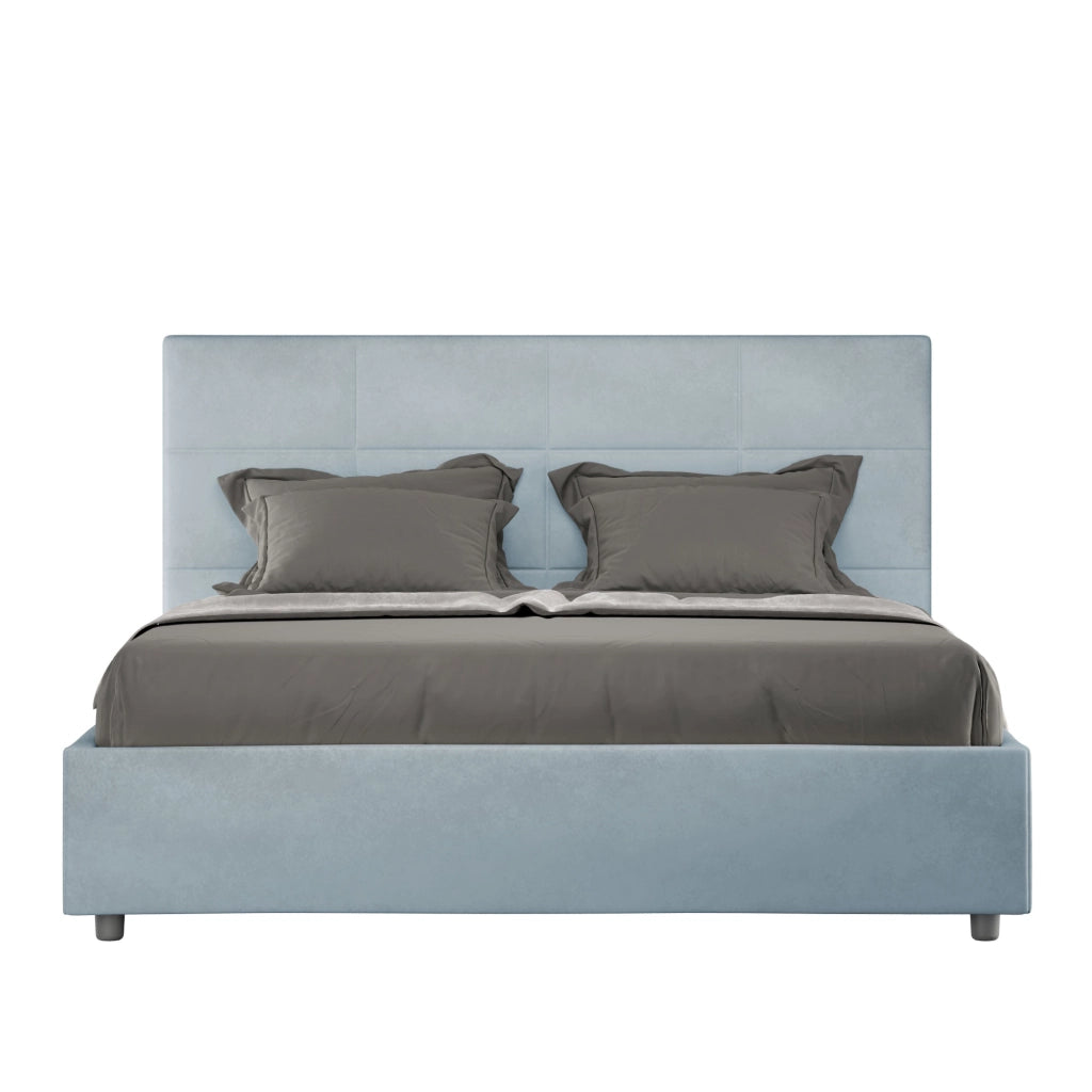 Letto una Piazza e Mezza Imbottito in Microfibra 130x190 Con Rete Mika Azzurro