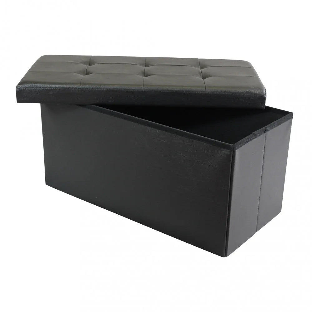 Pouf Contenitore Rettangolare in Ecopelle Harris Nero