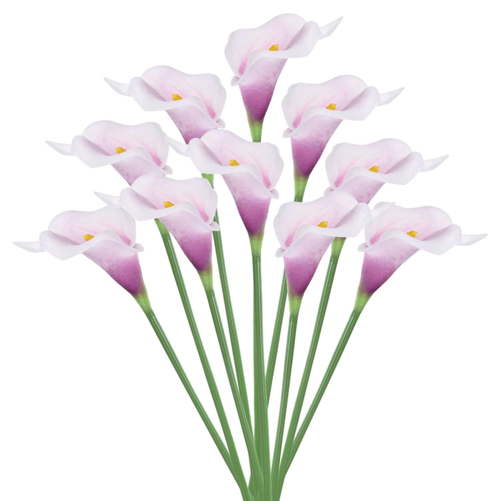 Calla artificiali, 20 pezzi, 33 cm, color lilla e bianco
