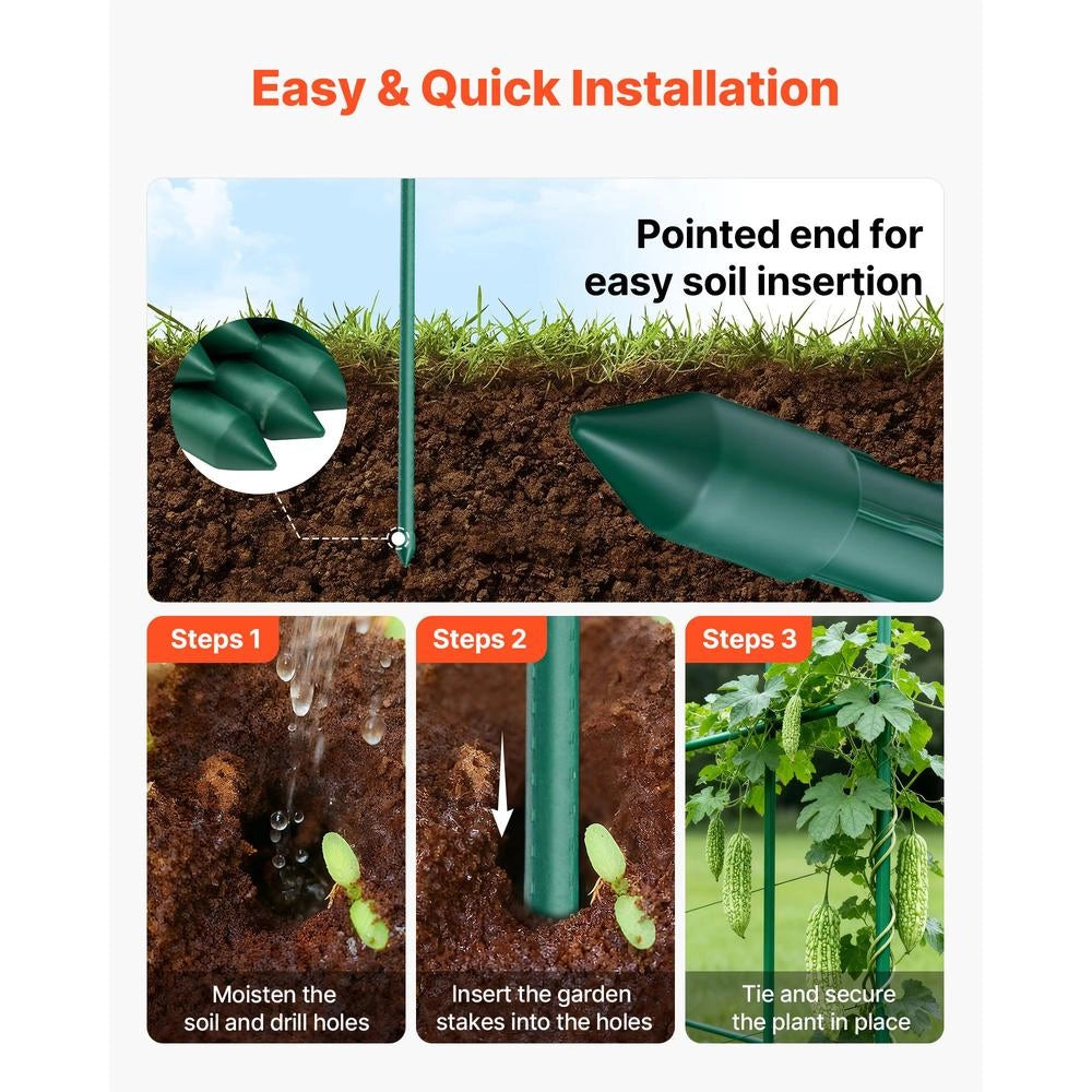 Set da 15 Picchetti per Piante CSP16-1800-15, Tutori da Giardino Plastificati 16 x 1705 mm, Bastoni di Sostegno Antiscivolo per Rampicanti e Orto